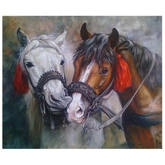 Картины по номерам Molly KH0684 Красивые лошади (20 цветов) 30х30 см