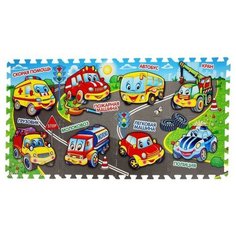 Играем вместе Коврик-пазл «Весёлые машинки», 8 сегментов