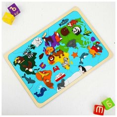 Крона Мозаика «Карта мира», 82 детали (из них 20 зверей)