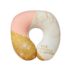 Подушка для шеи mni mnu Всё начинается с мечты, розовый/золотистый