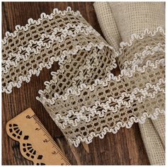 Тесьма вязаная 37мм 60000 цв.201 лен с белым уп.25м Ideal