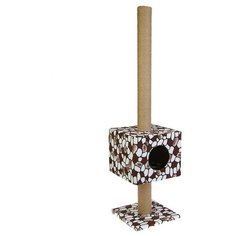 PerseiLine Домик "Кубизм №2" с высокой когтеточкой, джут, 35 х 35 х 140 см микс цветов