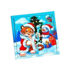 Пазл "Тигрёнок и снеговик" Лесная мастерская