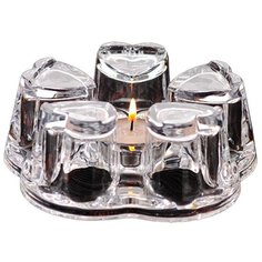 Подставка-подогреватель для заварочного чайника в виде сердечек, стеклянная, прозрачная, MARMA MM-STND-01