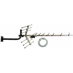 Наружная телевизионная антенна "Т-3365/antenna.ru" DVB-T2, направленная активная (с усилителем) цифровая, до 60 км, в комплекте с кабелем 10 метров и кронштейном, алюминиевая, в коробке