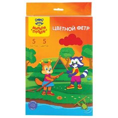 Цветной фетр Мульти-Пульти "Приключения Енота", А4, 5л., 5цв., 2мм