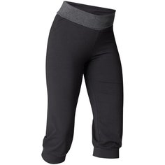 Бриджи для мягкой йоги женские из биохлопка черно-серые KIMJALY Х Decathlon Черный/Темно-Серый 2XL / W38 L31