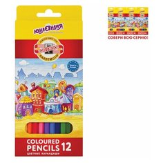 Карандаши цветные ЮНЛАНДИЯ "Домики" (KOH-I-NOOR EXCLUSIVE), 12 цветов, Чехия, 181553, 3552012045KS