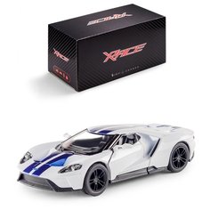 Детская инерционная металлическая машинка Serinity Toys с открывающимися дверями, модель 2017 Ford GT раскрашенный, белый