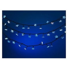Гирлянда SNOWMEN нить Снежинки, 720 см, 140 ламп, синий/зеленый провод