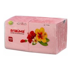 Салфетки бумажные, 250 шт., 24х24 см, LAIMA/лайма, красные (пастельный цвет), 100% целлюлоза, 111950