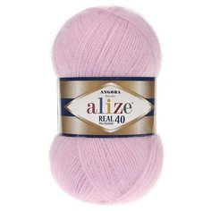 Пряжа Alize Angora Real 40 арт.185 светло-розовый (Ангора Реал 40) 40% шерсть, 60% акрил 100г 480м 5шт