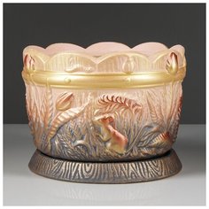 Керамика ручной работы Цветочный горшок "Поляна" медь, 3,5 л