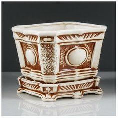 Керамика ручной работы Цветочный горшок "Квадрат" под шамот, 6 л