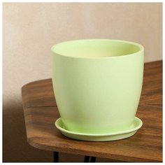 Керамика ручной работы Цветочный горшок "Осень", глянец, фисташка, 3 л