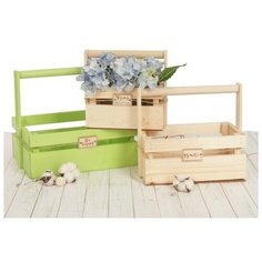 Дарите Счастье Набор деревянных ящиков 3 в 1 с шильдиком и ручкой «Весенняя палитра» 30 × 21 × 26 см