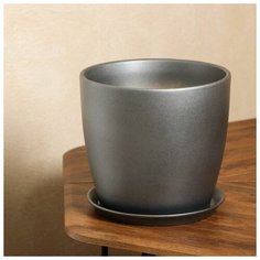 Керамика ручной работы Цветочный горшок "Осень", перламутр, серый, 5 л