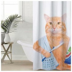 Сирень Штора для ванной комнаты «Ежедневные процедуры», 145×180 см, оксфорд