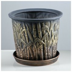 Керамика ручной работы Цветочный горшок "Камыш" цвет бронзовый, 10 л