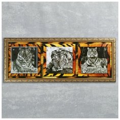 Сюжет Часы-картина настенные, серия: Животный мир, "Тигры", 35х100 см, микс