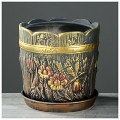 Керамика ручной работы Цветочный горшок "Поляна" бронза, 6 л