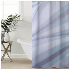 Сирень Штора для ванной комнаты «Абстрактный минимализм серого», 145×180 см, оксфорд