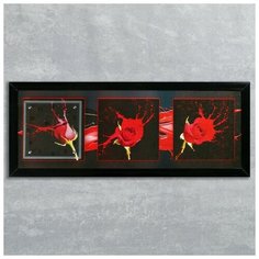 Сюжет Часы-картина настенные, серия: Цветы, "Три розы", 35х100 см, микс