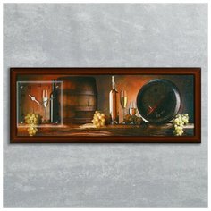 Сюжет Часы-картина настенные, серия: Интерьер, "Винные бочки", 35х100 см, микс