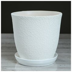 Керамика ручной работы Горшок для цветов "Глория" шёлк, белый, 2,0 л