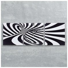 Сюжет Часы настенные, серия: Интерьер, модульные "Черно-белая абстракция", 35х110 см, микс