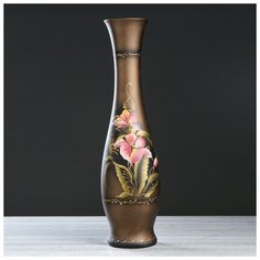 Керамика ручной работы Ваза напольная "Грация" акрил, цветы, коричневый цвет, 70 см, микс, керамика