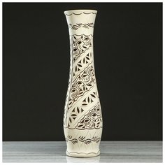 Керамика ручной работы Ваза напольная "Мира", резка, коричневая, 79 см, микс, керамика