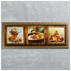 Сюжет Часы-картина настенные, серия: Кухня, "Медовая фантазия", 35х100 см, стрелки микс