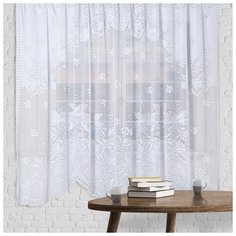 Лента Штора кухонная со шторной лентой, ширина 285 см, высота 167 см, цвет белый