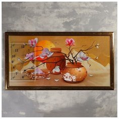 Сюжет Часы-картина настенные, серия: Цветы, "Закат в пустыне", 50х100 см, микс