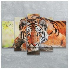 Сюжет Часы настенные модульные «Тигр», 80 × 140 см