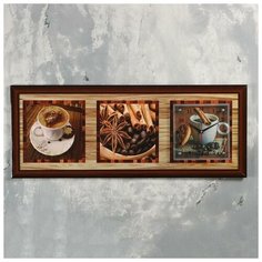Сюжет Часы-картина настенные, серия: Кухня, "Кофе с корицей", 35х100 см, микс