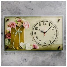 Рубин Часы настенные, серия: Цветы, "Цветочки в пакетике", микс 36х60 см