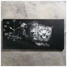 Сюжет Часы настенные, серия: Животный мир, на холсте "Леопард", 40х76 см, микс