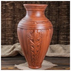 Красная глина Ваза настольная "Греция", красная глина, 39 см, микс