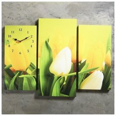 Сюжет Часы настенные модульные «Жёлтые тюльпаны», 60 × 80 см