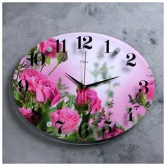 Рубин Часы настенные, серия: Цветы, "Розовые розы", 35х46 см