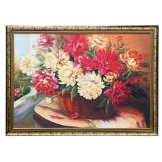 Сюжет Гобеленовая картина "Корзина с пионами" 53*73 см рамка микс