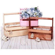 Дарите Счастье Набор деревянных ящиков реечный 3 в 1 с шильдиком и ручкой With love, 31,5 × 21,5 × 26 см