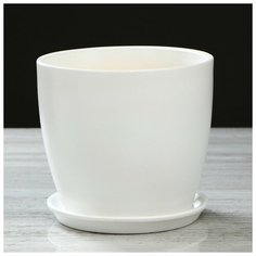 Керамика ручной работы Цветочный горшок "Осень", глянец, белый, 3 л