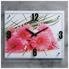 Сюжет Часы настенные, серия: Цветы, "Герберы", 40х50 см, микс