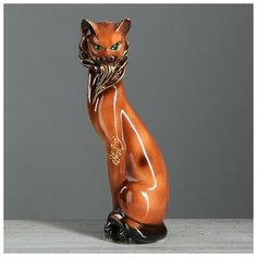 Керамика ручной работы Копилка "Кошка Сиамская", глазурь, коричневая, 43 см
