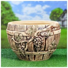 Керамика ручной работы Кашпо "Бочка", шамот, 20 л