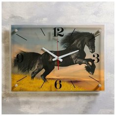 Рубин Часы настенные, серия: Животный мир, "Чёрный конь", 40х56 см микс