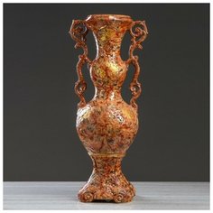 Керамика ручной работы Ваза напольная "Лоза", под малахит, коричневая, керамика, 76 см